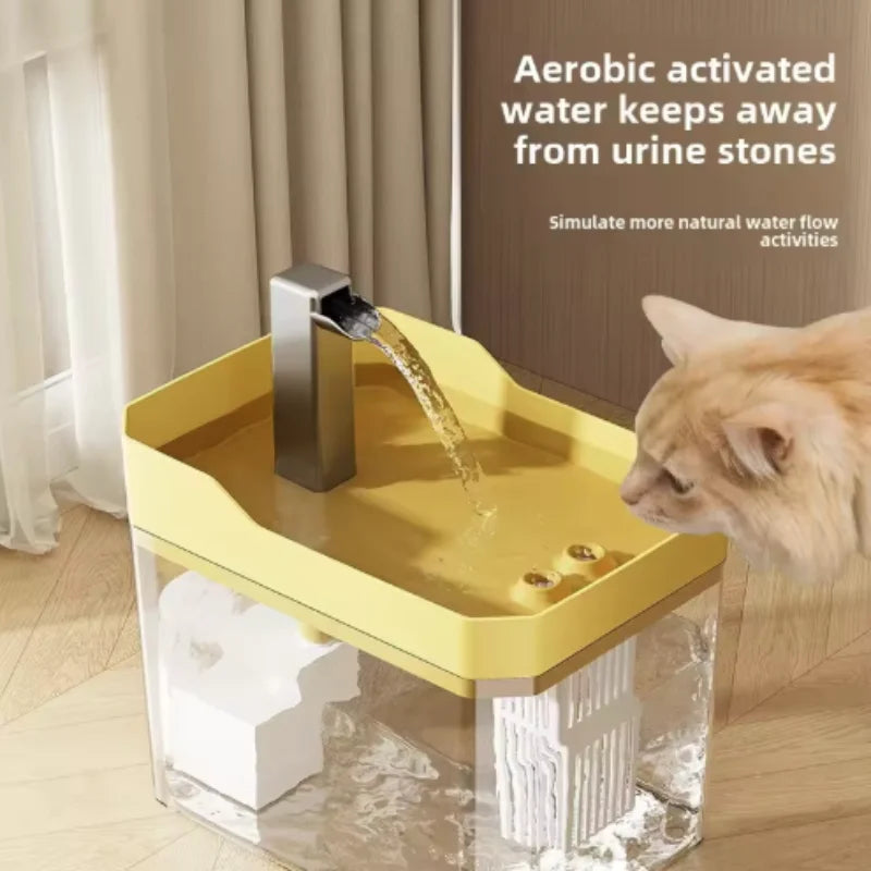 Cat Water Fountain Auto Filter Transparent Drinker USB Anti-Dry Burning Recirculate Filtering Water Dispenser with Pump